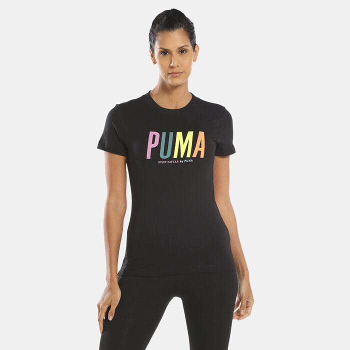 بوما تيشيرت SWxP جرافيك للنساء أسود image number 0