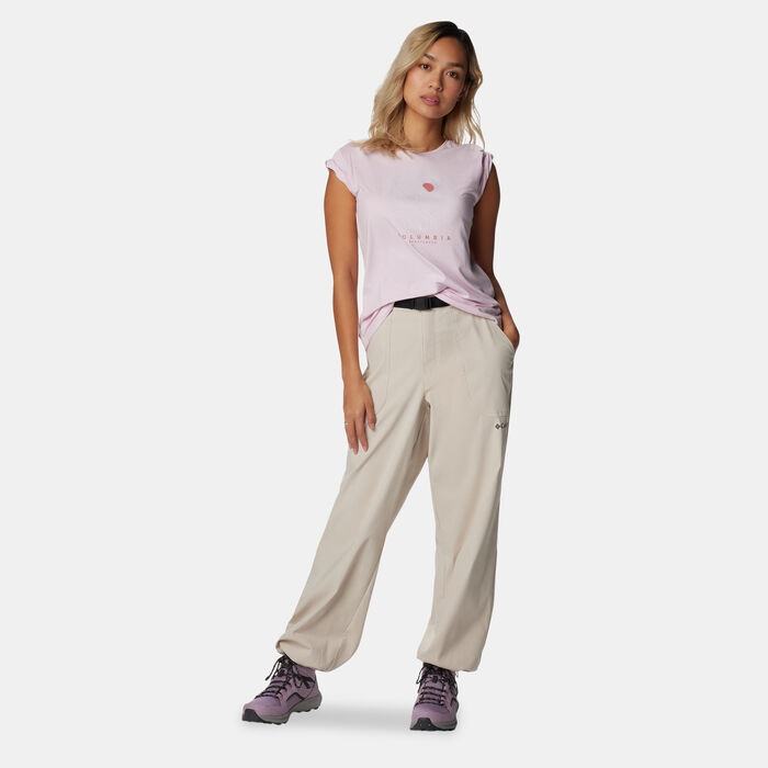 كولومبيا تيشيرت سلون ريدج بتصميم جرافيكي للنساء وردي image number 2