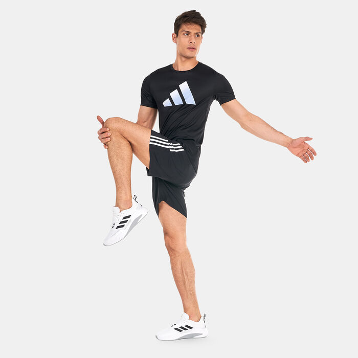 اديداس تيشيرت الجري رن ايكونز 3 بار لوجو للرجال أسود image number 2