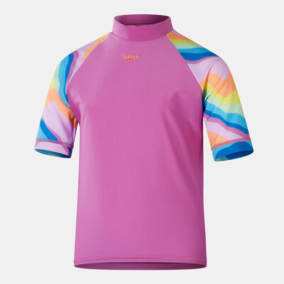 سبيدو تيشيرت السباحة راشجارد برينتد صن للاطفال وردي