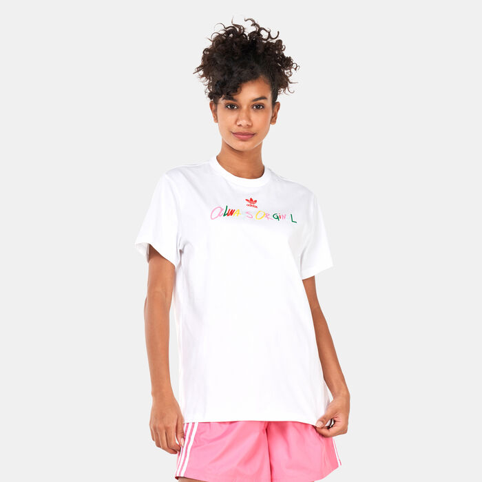 اديداس اورجينال تيشيرت اولويز اوريجينال جرافيك للنساء أبيض image number 0