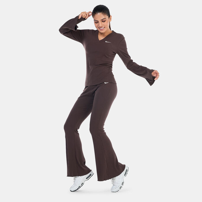 نايكي بنطال جيرسي سبورتسوير بخصر عالي مطاطي للنساء بنى image number 2